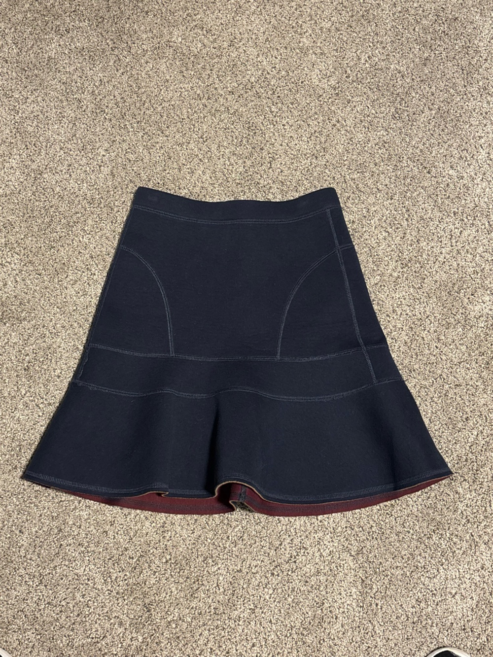 J. Crew Navy A-Line Skort with Burgundy Trim